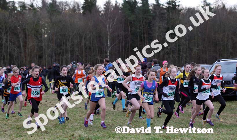 Start of the under-13s girls, NEHL, Wallington Hall. Photo: David T. Hewitson/Sports for All Pics